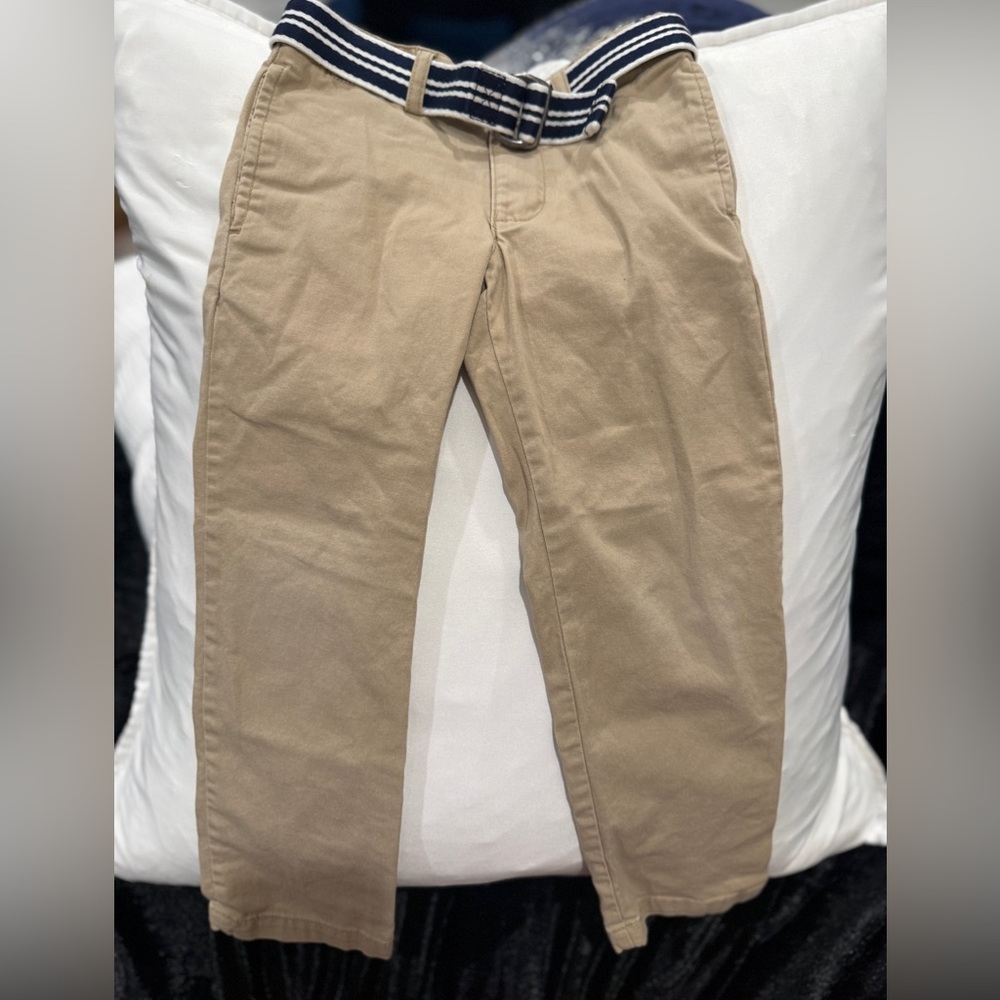 Polo by Ralph Lauren Kids Tan Trousers with Navy Striped Waistband